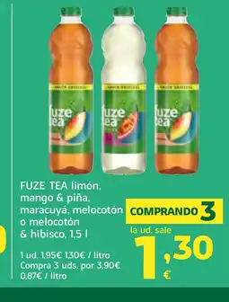 HiperDino FUZE TEA limón, mango & piña, maracuyá, melocotón o melocotón oferta