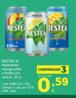 HiperDino NESTÉA té melocotón, mango-piña o limón sin azúcar oferta
