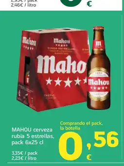 HiperDino MAHOU cerveza rubia 5 estrellas oferta