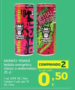 HiperDino MONKEY POWER bebida energética classic o watermelon oferta
