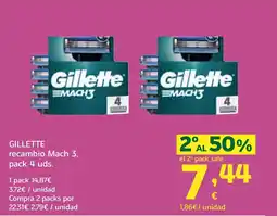 HiperDino GILLETTE recambio Mach 3, pack 4 uds. oferta