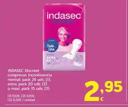 HiperDino INDASEC Discreet compresas incontinencia normal oferta