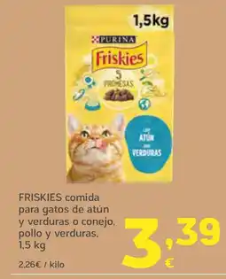 HiperDino FRISKIES comida para gatos de atún y verduras o conejo, pollo y verduras oferta