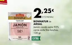 Supermercados Lupa BONNATUR de ARGAL Jamón cocido extra 92% carne corte fino lonchas oferta