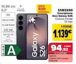Carrefour SAMSUNG Smartphone libre Galaxy S26 oferta