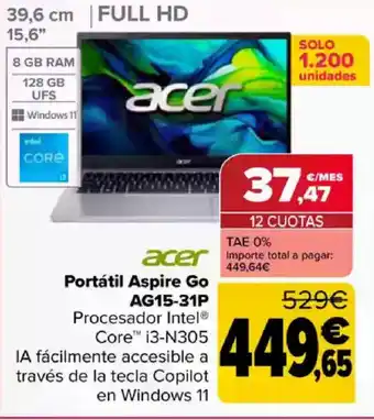 ACER Portátil Aspire Go AG15-31P