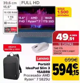 Carrefour LENOVO Portátil IdeaPad Slim 3 15ABR8 oferta