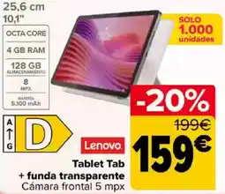 Carrefour LENOVO Tablet Tab + funda transparente oferta