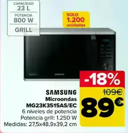 Carrefour SAMSUNG Microondas MG23K3515AS/EC oferta