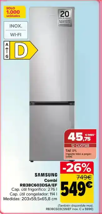 Carrefour SAMSUNG Combi RB38C603DSA/EF oferta