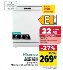 Carrefour HISENSE Lavavajillas HS622E10W oferta