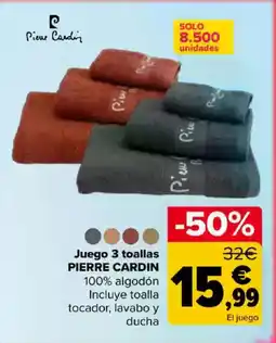 Carrefour PIERRE CARDIN Juego 3 toallas oferta