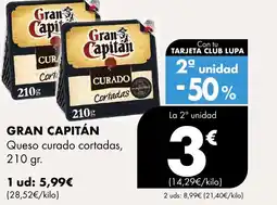 Supermercados Lupa GRAN CAPITÁN Queso curado cortadas oferta
