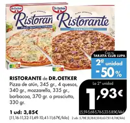 Supermercados Lupa RISTORANTE de DR. OETKER Pizza de atún oferta