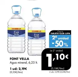 Supermercados Lupa FONT VELLA Agua mineral oferta