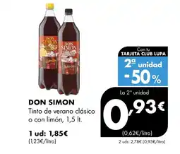 Supermercados Lupa DON SIMON Tinto de verano clásico o con limón oferta