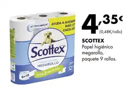Supermercados Lupa SCOTTEX Papel higiénico megarollo, paquete 9 rollos. oferta