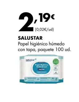 Supermercados Lupa SALUSTAR Papel higiénico húmedo con tapa, paquete 100 ud. oferta
