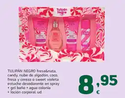HiperDino TULIPÁN NEGRO fresa&nata, candy, nube de algodón, coco, fresa y cereza o sweet violeta estuche desodorante en spray oferta