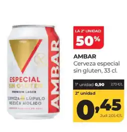 Alimerka AMBAR Cerveza especial sin gluten, oferta