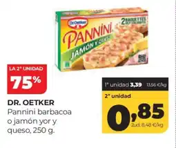 Alimerka DR. OETKER Pannini barbacoa o jamón yor y queso oferta