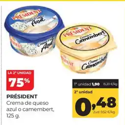 Alimerka PRÉSIDENT Crema de queso azul o camembert oferta
