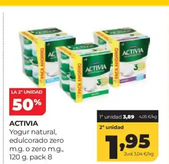 Alimerka ACTIVIA Yogur natural, edulcorado zero m.g. o zero m.g oferta