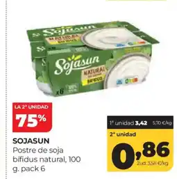 Alimerka SOJASUN Postre de soja bífidus natural oferta