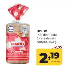 Alimerka BIMBO Pan de molde 8 cereales sin corteza oferta