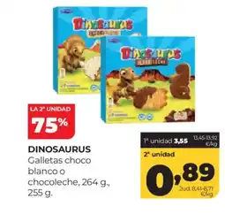 Alimerka DINOSAURUS Galletas choco blanco o chocoleche oferta