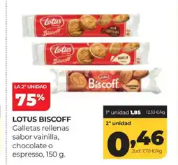 Alimerka LOTUS BISCOFF Galletas rellenas sabor vainilla, chocolate o espresso oferta