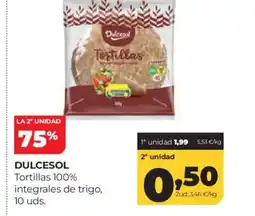 Alimerka DULCESOL Tortillas 100% integrales de trigo oferta