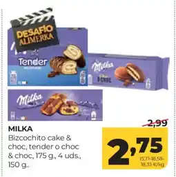 Alimerka MILKA Bizcochito cake & choc, tender o choc & choc oferta