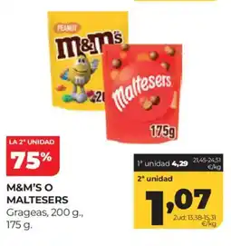 Alimerka M&M'S O MALTESERS Grageas oferta