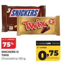 Alimerka SNICKERS O TWIX Chocolatina oferta