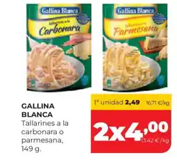 Alimerka GALLINA BLANCA Tallarines a la carbonara o parmesana oferta