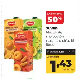 Alimerka JUVER Néctar de melocotón, naranja o piña oferta