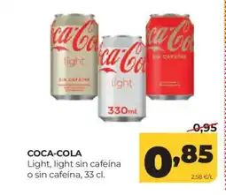 Alimerka COCA-COLA Light, light sin cafeína o sin cafeína oferta