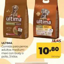 Alimerka ULTIMA Comida para perros adultos medium- maxi con buey o pollo oferta