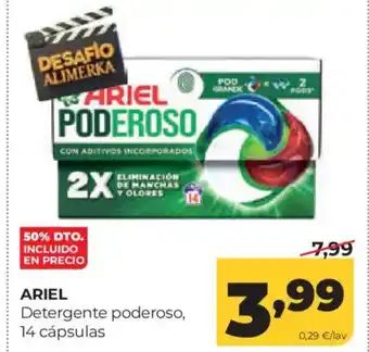ARIEL Detergente poderoso 14 cápsulas
