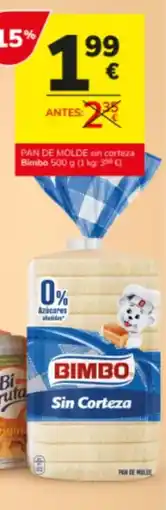 Consum Bimbo - pan de molde sin corteza oferta