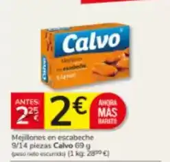 Consum Calvo - mejillones en escabeche 9/14 piezas oferta