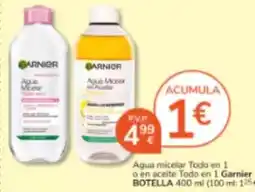 Consum Garnier - agua micelar toda en 1 o en aceite todo en 1 oferta