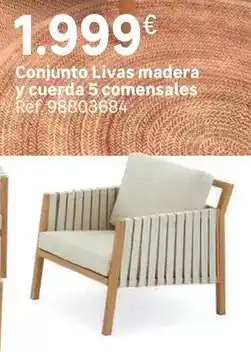 Leroy Merlin Conjunto livas madera y cuerda 5 comensales oferta