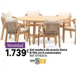 Leroy Merlin Siena - set madera de acacia siena ø 150 cm 6 comensales oferta