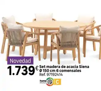 Siena - set madera de acacia siena ø 150 cm 6 comensales
