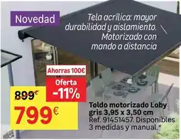 Leroy Merlin Toldo motorizado gris 3.95 x 3.5 cm oferta