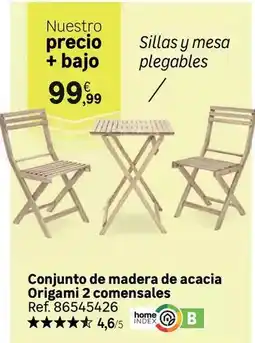 Leroy Merlin Home - conjunto de madera de acacia origami 2 comensales oferta