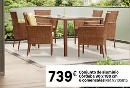 Leroy Merlin Conjunto de aluminio córdoba 90 x 180 cm 6 comensalets oferta