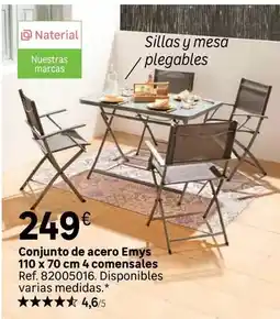 Leroy Merlin Conjunto de acero emys 110 x 70 cm 4 comensalés oferta